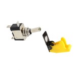 Metallic switch for vehicles, ON and OFF, yellow led, matt yellow plastic cover